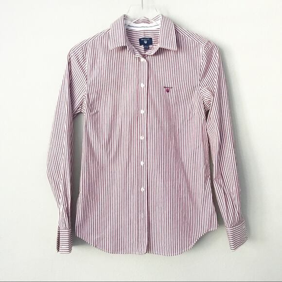 GANT Red White Striped Button Front Shirt Sz 6 - Picture 1 of 6